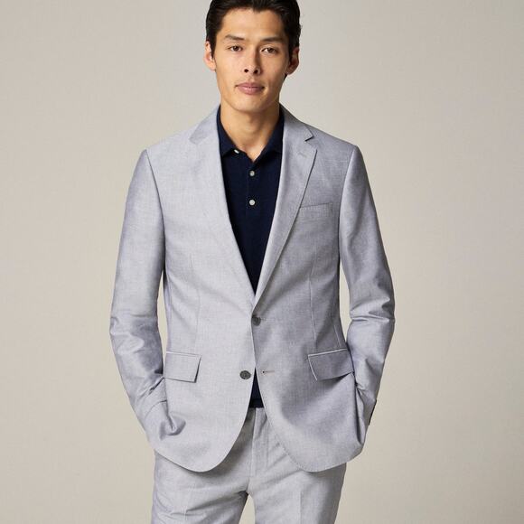 J.Crew Ludlow Slim-Fit Suit Jacket in Cotton Oxford Grey 40S NWT - Picture 1 of 9